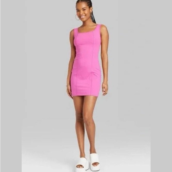 NWT Women's Wild Fable Seemed Sleeveless Bodycon Dress - magenta 9157 - Picture 7 of 7